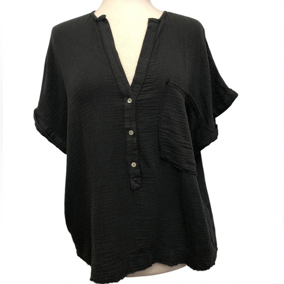 Pull&Bear Dark Gray Oversized Popover Shirt - Picture 1 of 10